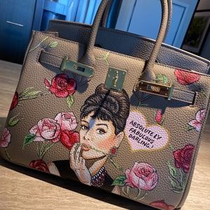 The Roses Hand-painted art on genuine leather bag